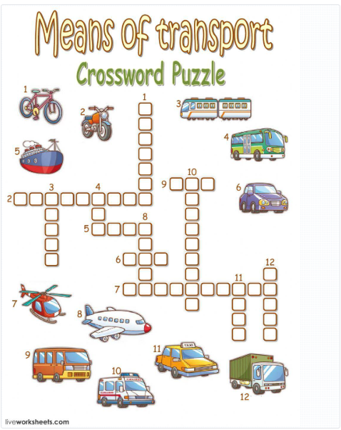 Multi 5 - Means Of Transport Crossword Puzzle by Víctor Gayol